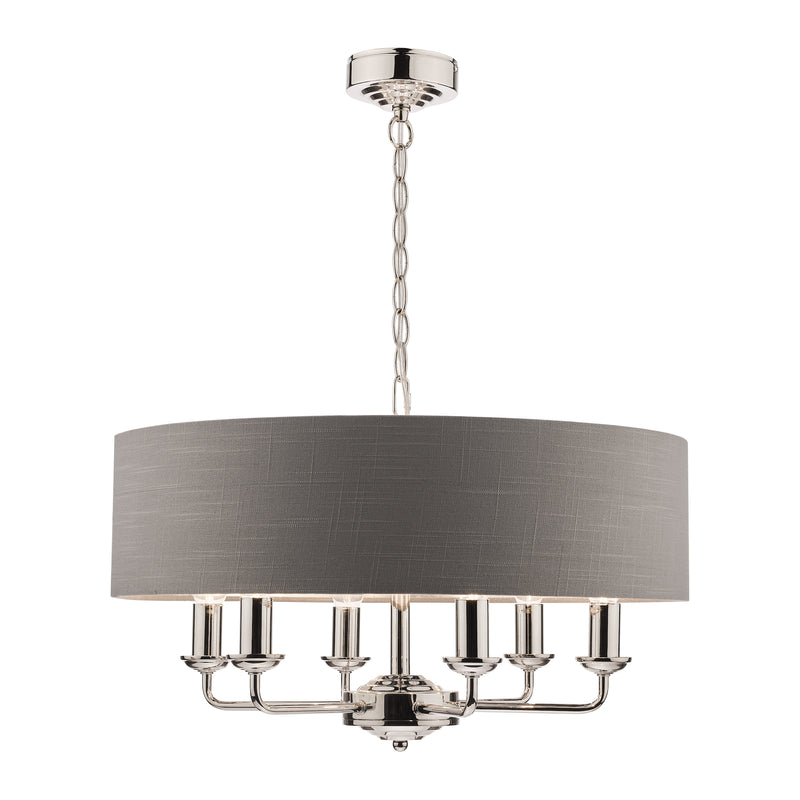 Laura Ashley Sorrento 6lt Pendant Polished Nickel With Charcoal Shade • LA3668938-Q