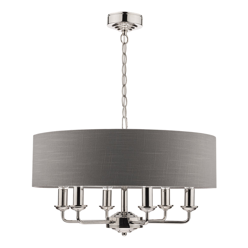 Laura Ashley Sorrento 6lt Pendant Polished Nickel With Charcoal Shade • LA3668938-Q