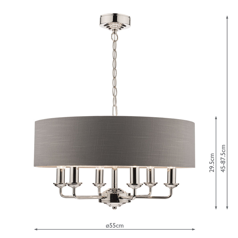 Laura Ashley Sorrento 6lt Pendant Polished Nickel With Charcoal Shade • LA3668938-Q