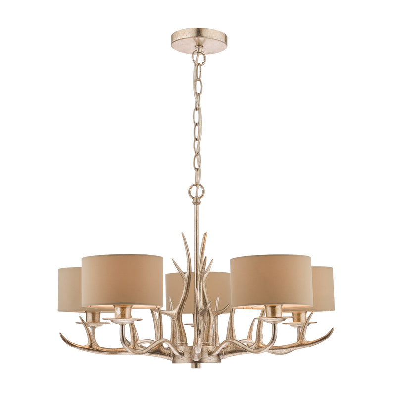Laura Ashley Mulroy 5lt Antler Chandelier Champagne With Shades • LA3677580-Q