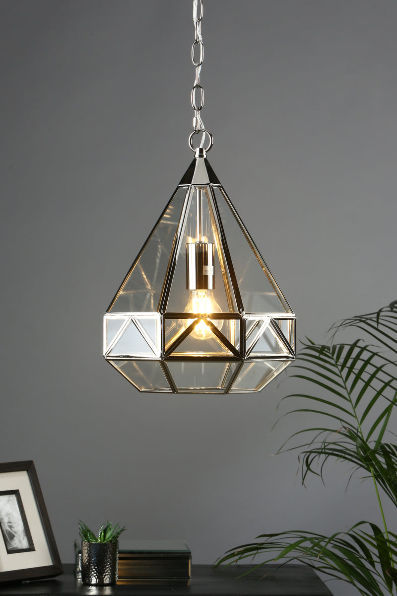 Laura Ashley Zaria Pendant Polished Silver Glass • LA3756169-Q