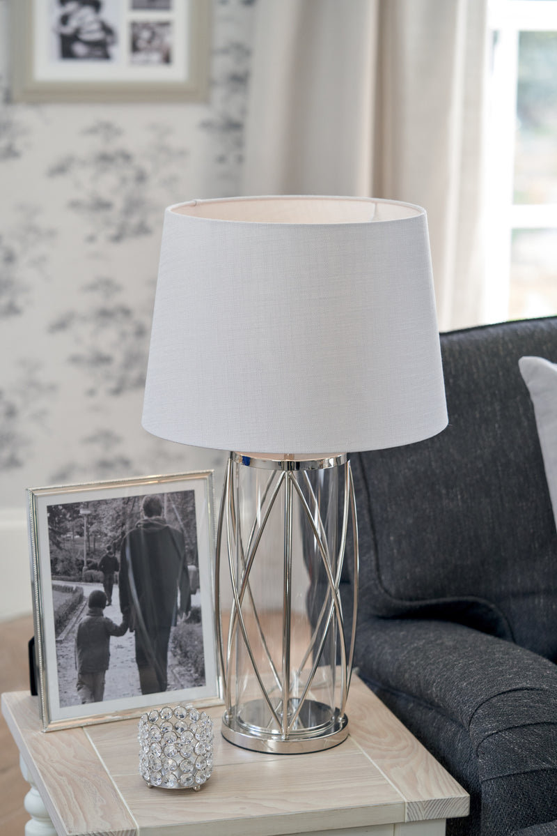 Laura Ashley Beckworth Large Table Lamp Polished Nickel Glass Base Only • LA3688858-Q