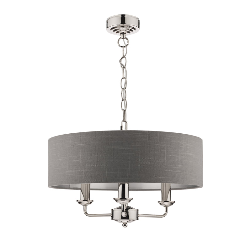 Laura Ashley Sorrento 3lt Pendant Polished Nickel With Charcoal Shade • LA3688867-Q