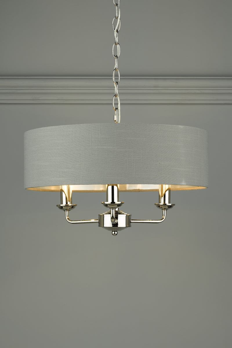 Laura Ashley Sorrento 3lt Pendant Polished Nickel With Charcoal Shade • LA3688867-Q