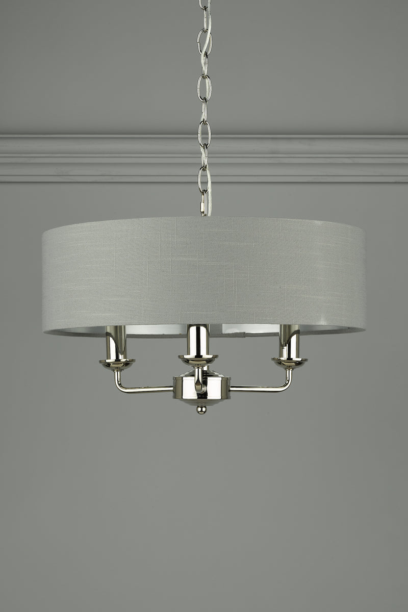 Laura Ashley Sorrento 3lt Pendant Polished Nickel With Charcoal Shade • LA3688867-Q