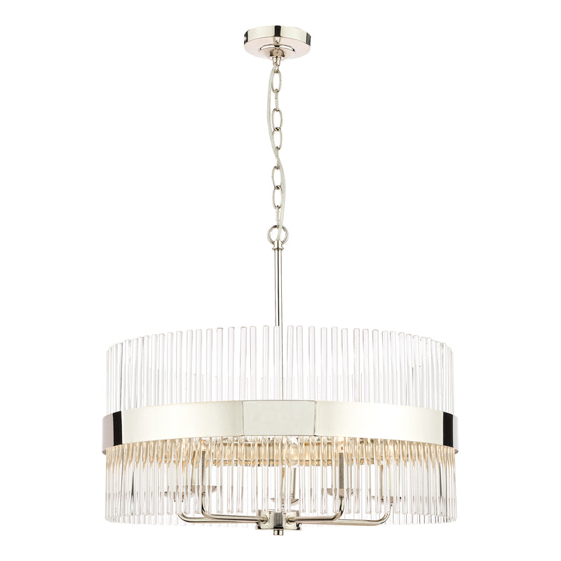 Laura Ashley Alexa 5lt Pendant Polished Nickel Glass Rods • LA3689240-Q