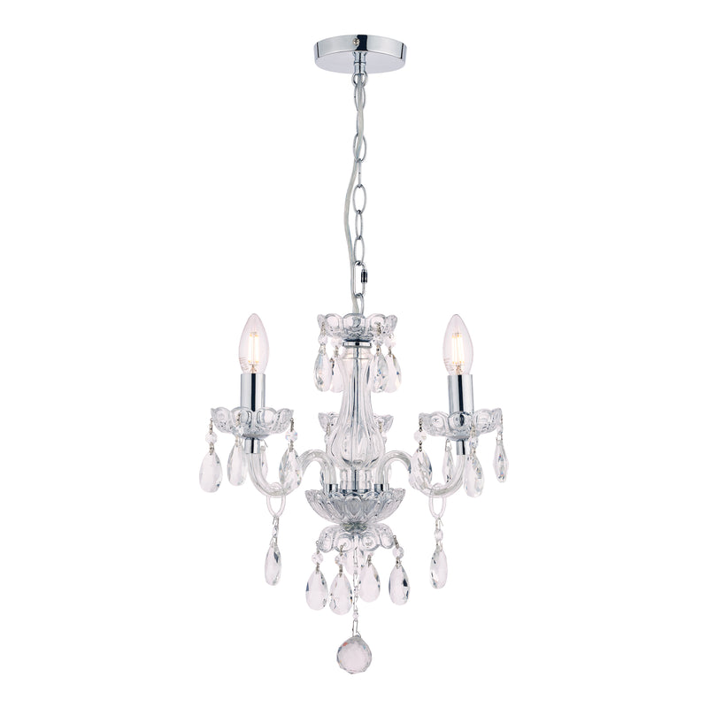 Laura Ashley Harriet 3 Light Crystal & Polished Chrome Chandelier • LA3691062-Q
