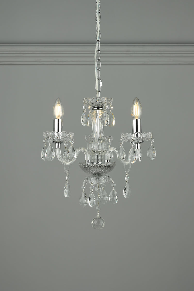 Laura Ashley Harriet 3 Light Crystal & Polished Chrome Chandelier • LA3691062-Q