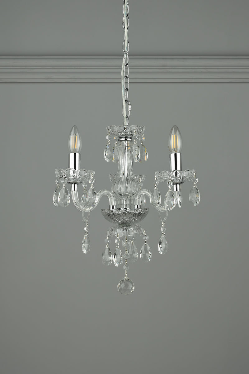Laura Ashley Harriet 3 Light Crystal & Polished Chrome Chandelier • LA3691062-Q