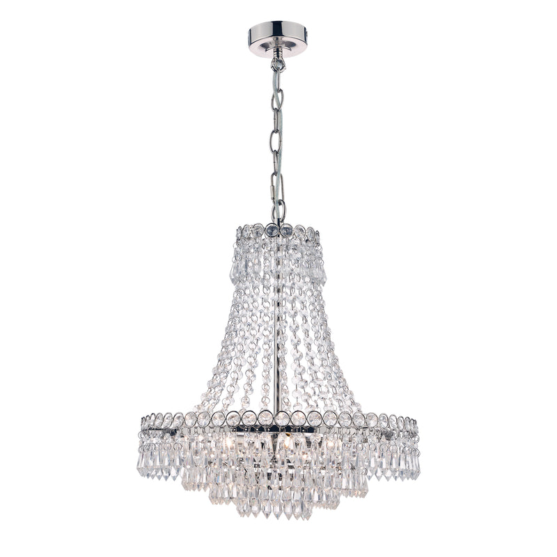 Laura Ashley Enid 5lt Chandelier Polished Nickel & Cut Glass • LA3691119-Q
