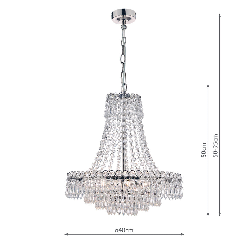 Laura Ashley Enid 5lt Chandelier Polished Nickel & Cut Glass • LA3691119-Q