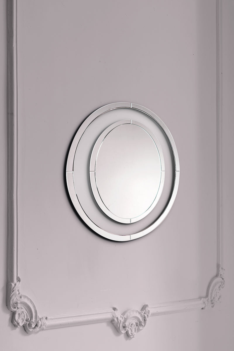 Laura Ashley Evie Small Round Mirror Clear Frame 60cm • LA3691921-Q