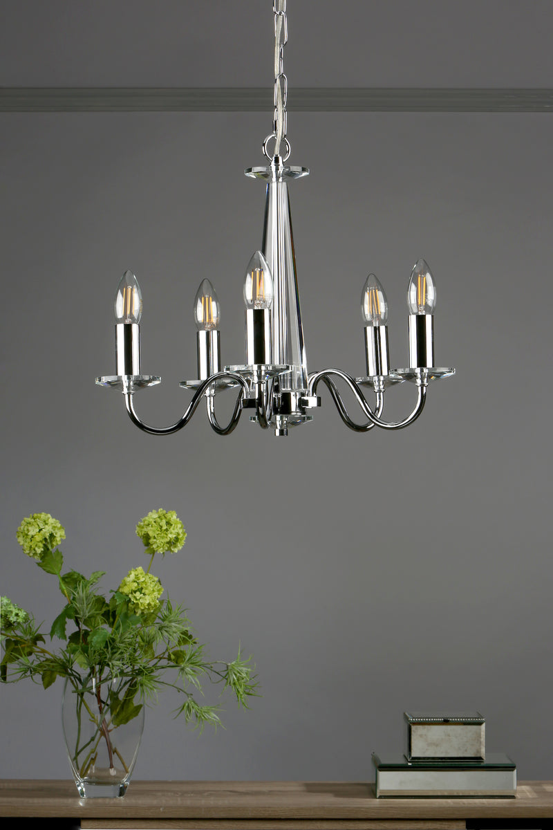 Laura Ashley Blake 5lt Chandelier Cut Glass & Polished Chrome • LA3702763-Q