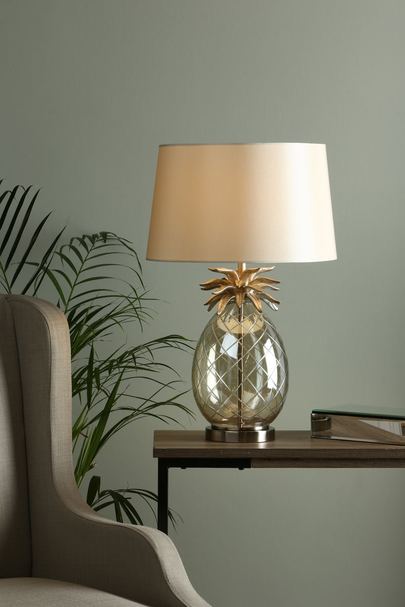 Laura Ashley Pineapple Large Table Lamp Champagne Cut Glass With Shade • LA3702785-Q