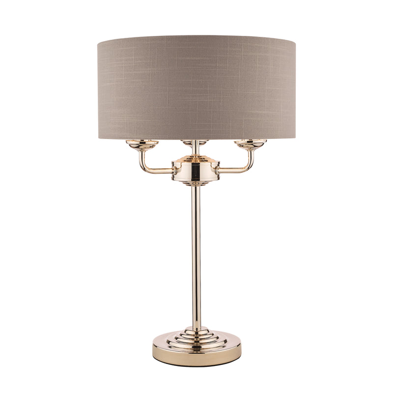 Laura Ashley Sorrento 3lt Table Lamp Polished Nickel With Charcoal Shade • LA3702786-Q