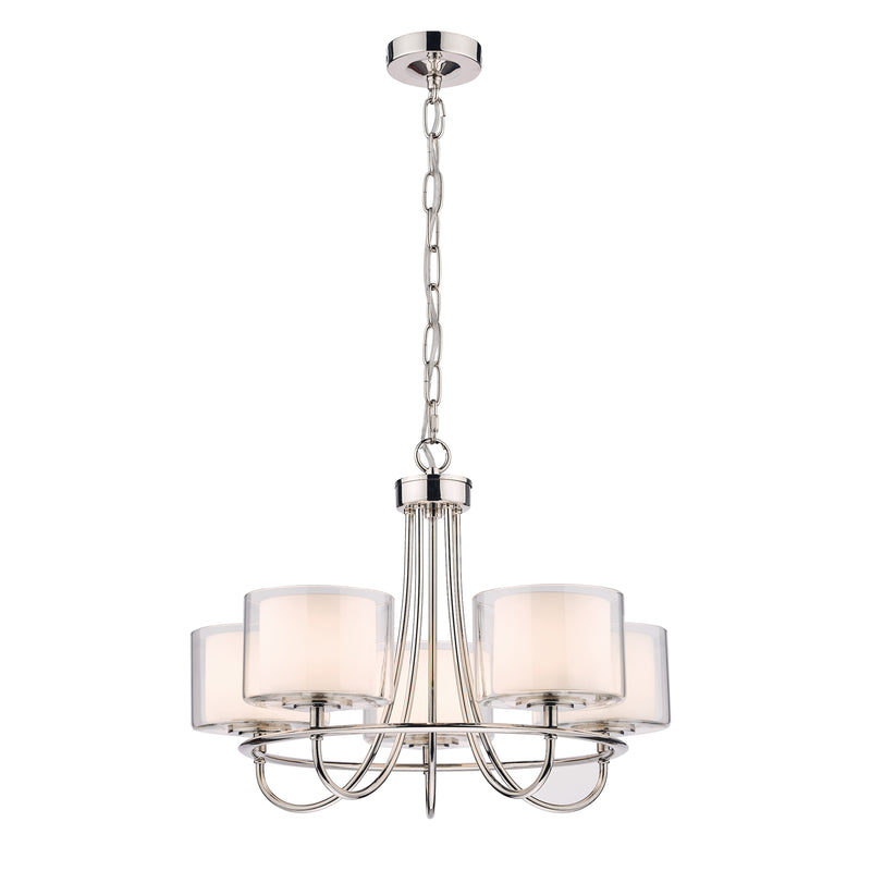 Laura Ashley Southwell 5lt Chandelier Polished Nickel & Glass Shades • LA3703637-Q
