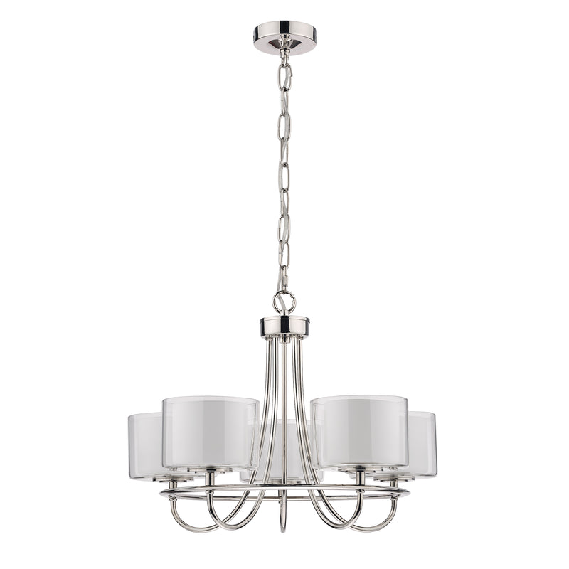 Laura Ashley Southwell 5lt Chandelier Polished Nickel & Glass Shades • LA3703637-Q