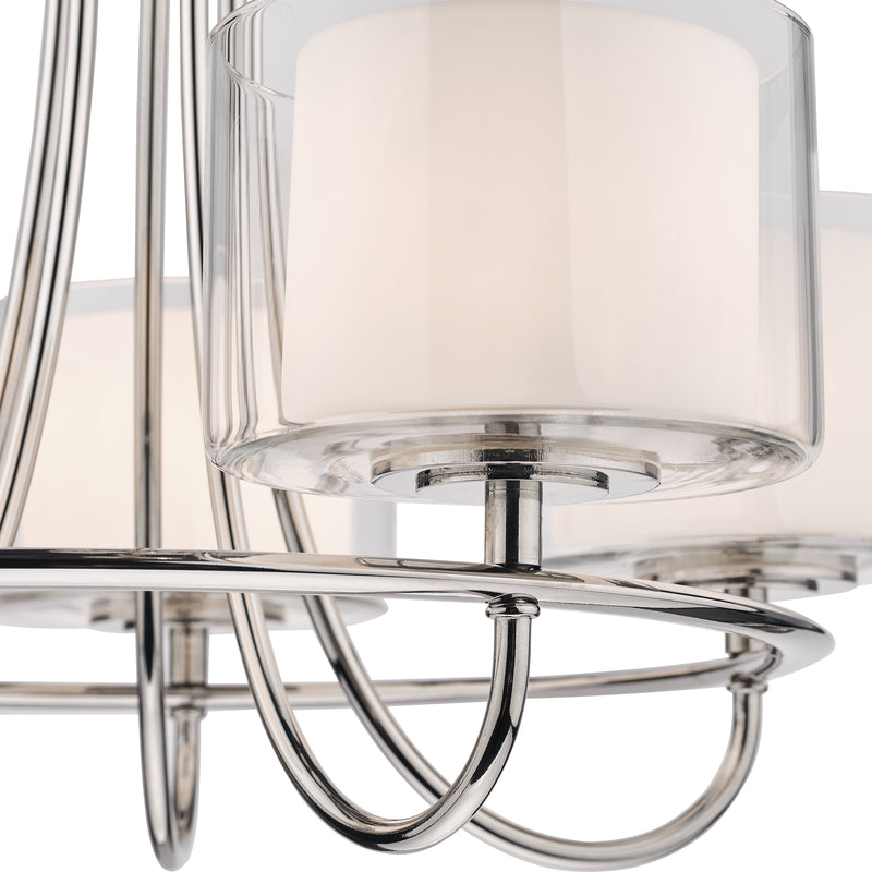 Laura Ashley Southwell 5lt Chandelier Polished Nickel & Glass Shades • LA3703637-Q