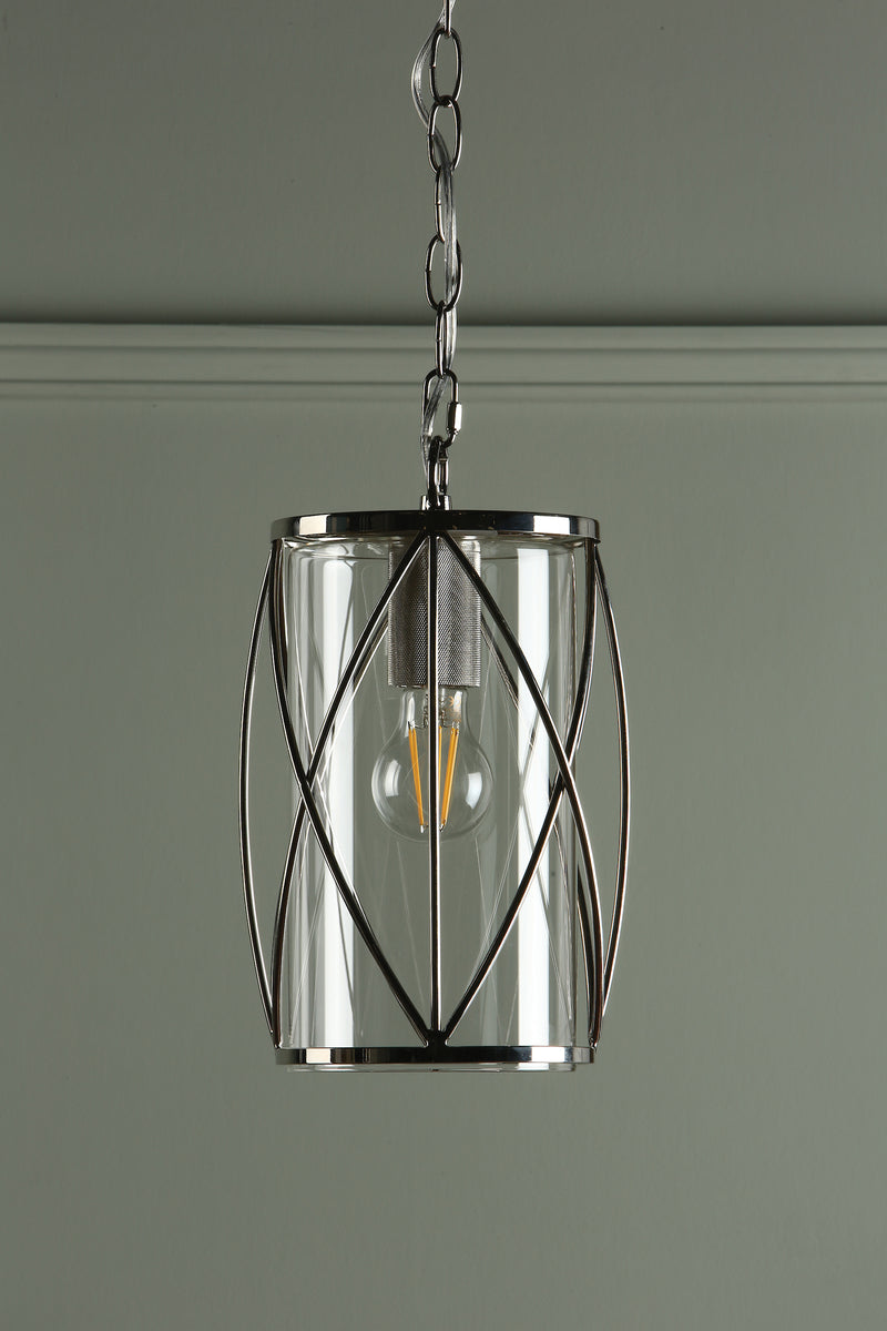 Laura Ashley Beckworth Lantern Polished Nickel Glass • LA3707566-Q