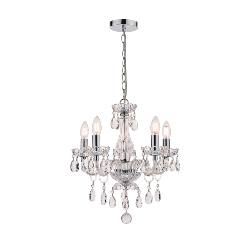 Laura Ashley Harriet 5 Light Crystal & Polished Chrome Chandelier • LA3710919-Q