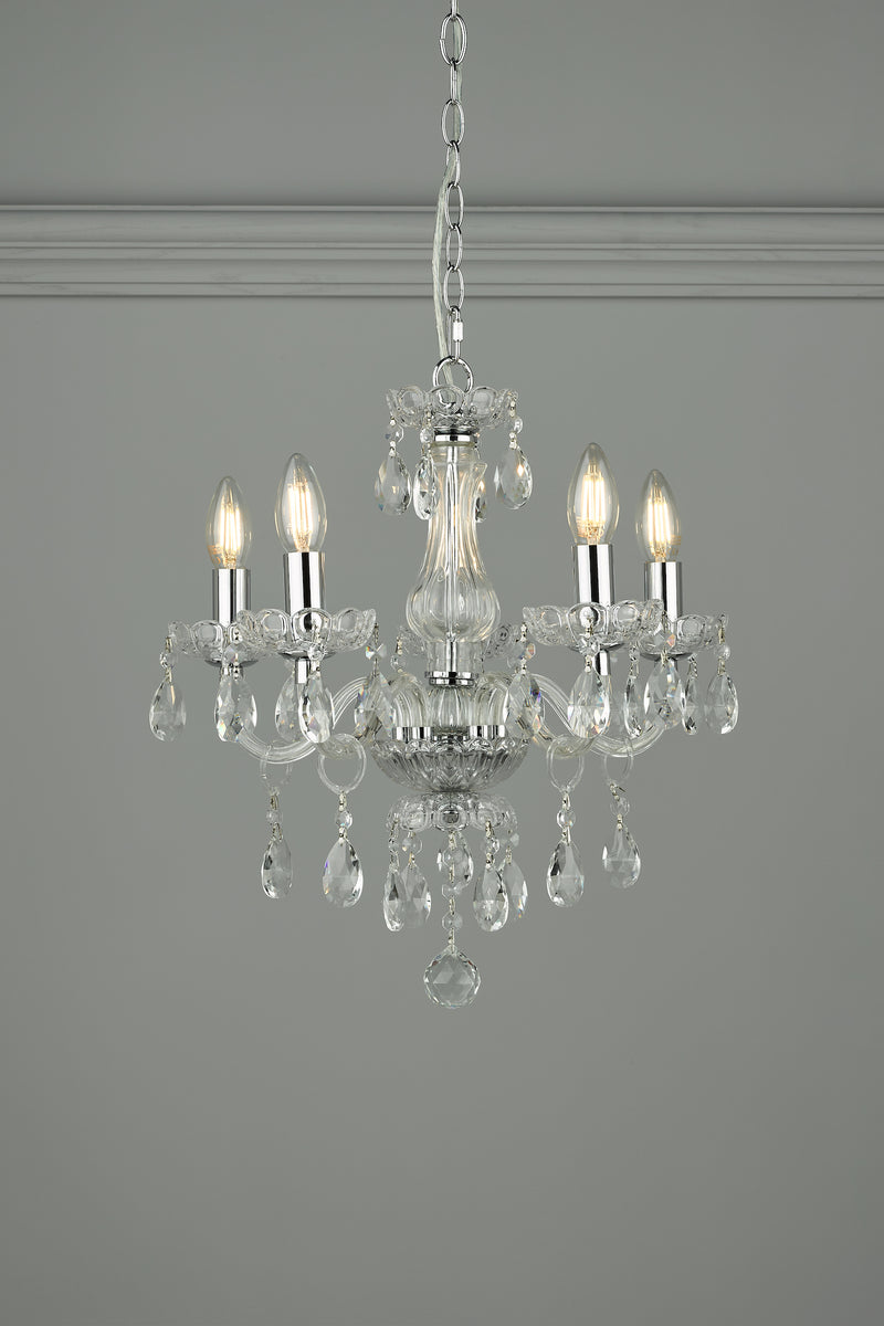 Laura Ashley Harriet 5 Light Crystal & Polished Chrome Chandelier • LA3710919-Q