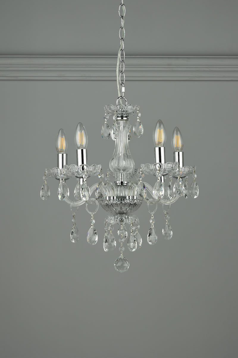 Laura Ashley Harriet 5 Light Crystal & Polished Chrome Chandelier • LA3710919-Q
