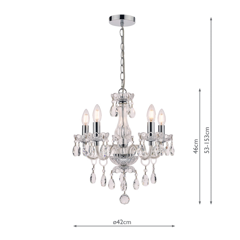 Laura Ashley Harriet 5 Light Crystal & Polished Chrome Chandelier • LA3710919-Q