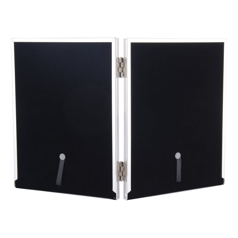 Laura Ashley Harrison Double Photo Frame Polished Silver Linen 4x6" • LA3712479-Q