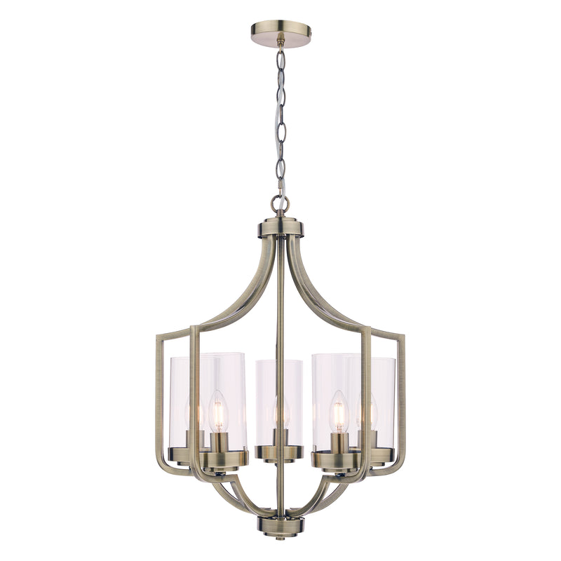 Laura Ashley Joseph 5lt Chandelier Antique Brass Glass • LA3713708-Q