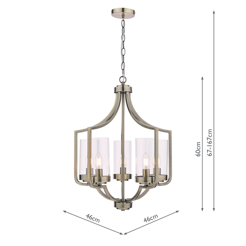 Laura Ashley Joseph 5lt Chandelier Antique Brass Glass • LA3713708-Q