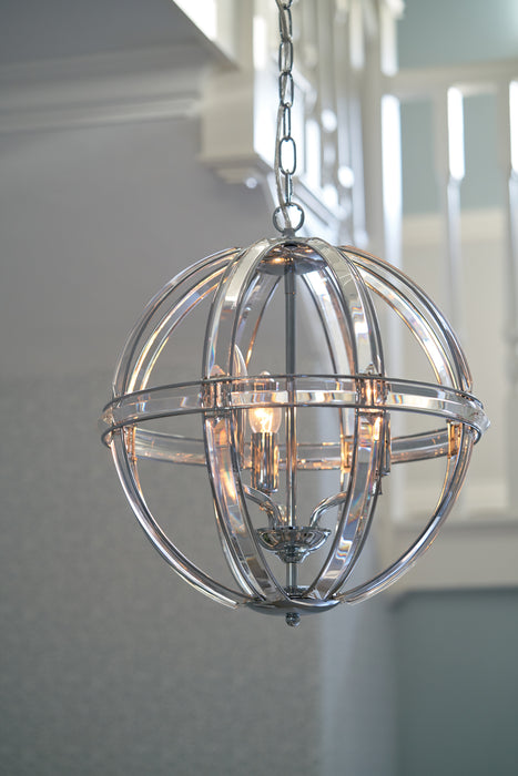 Laura Ashley Aidan Glass & Polished Chrome 3 Light Globe Chandelier • LA3713710-Q