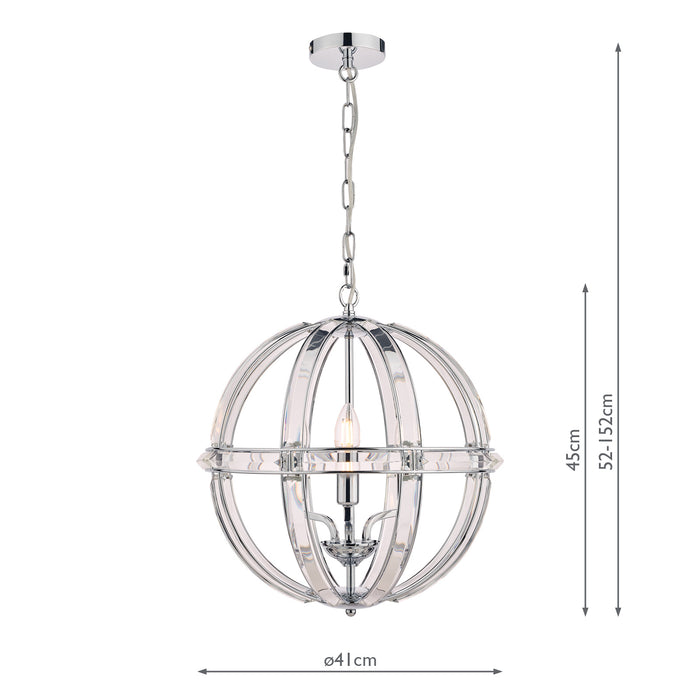 Laura Ashley Aidan Glass & Polished Chrome 3 Light Globe Chandelier • LA3713710-Q