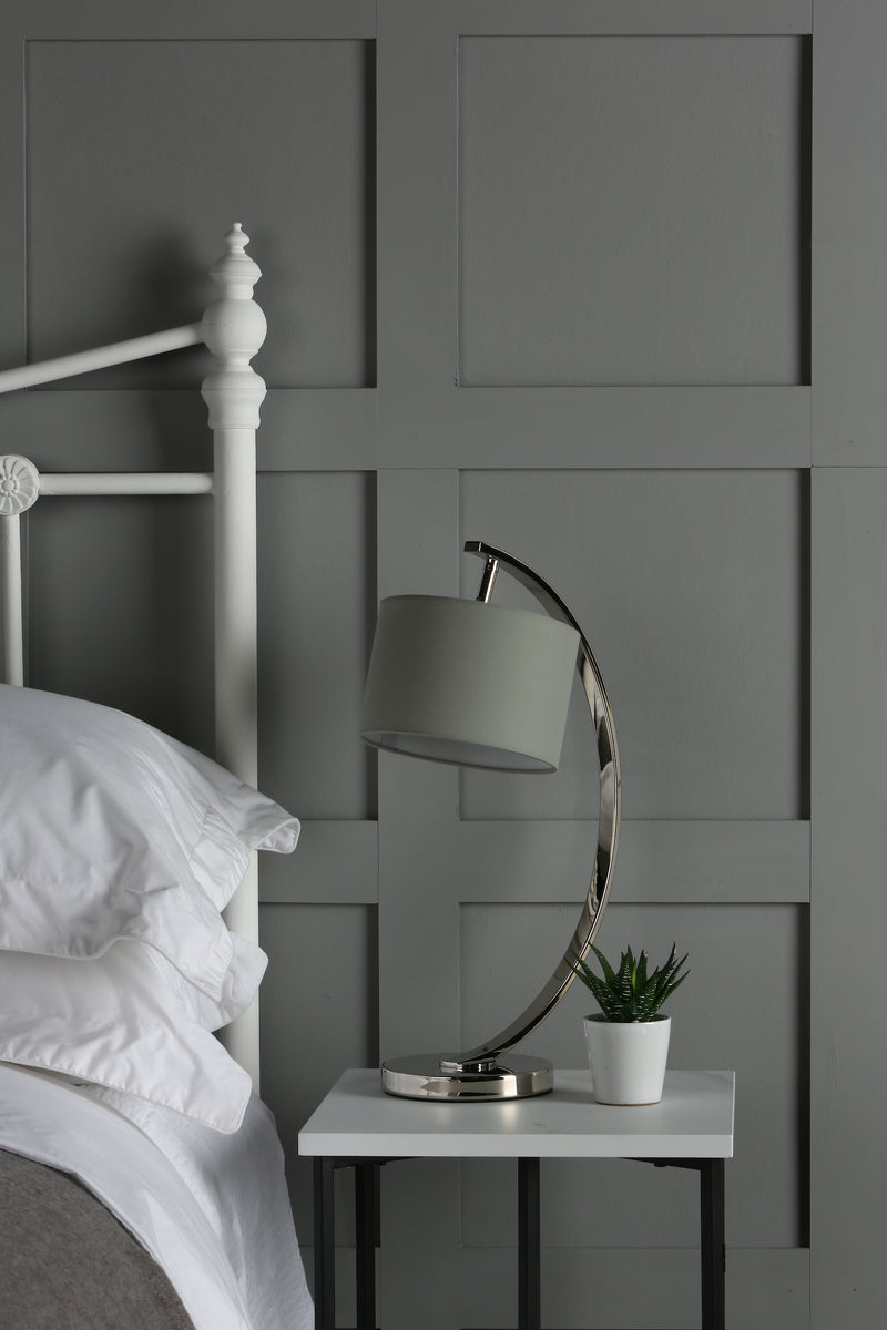 Laura Ashley Noah Table Lamp Polished Nickel with Grey Shade • LA3714977-Q