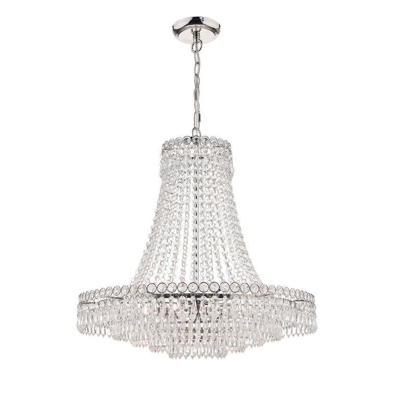 Laura Ashley Enid Grand 5lt Chandelier Polished Nickel & Cut Glass • LA3718230-Q