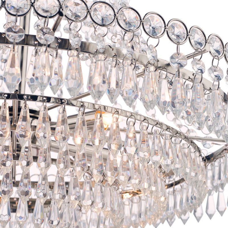 Laura Ashley Enid Grand 5lt Chandelier Polished Nickel & Cut Glass • LA3718230-Q