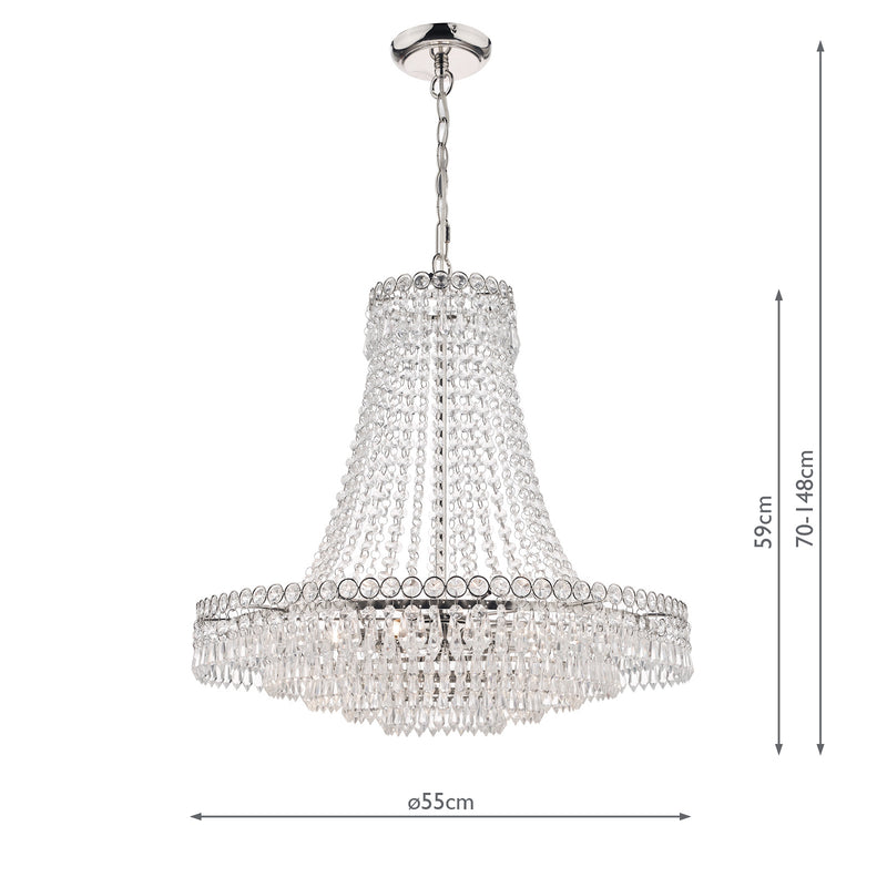 Laura Ashley Enid Grand 5lt Chandelier Polished Nickel & Cut Glass • LA3718230-Q