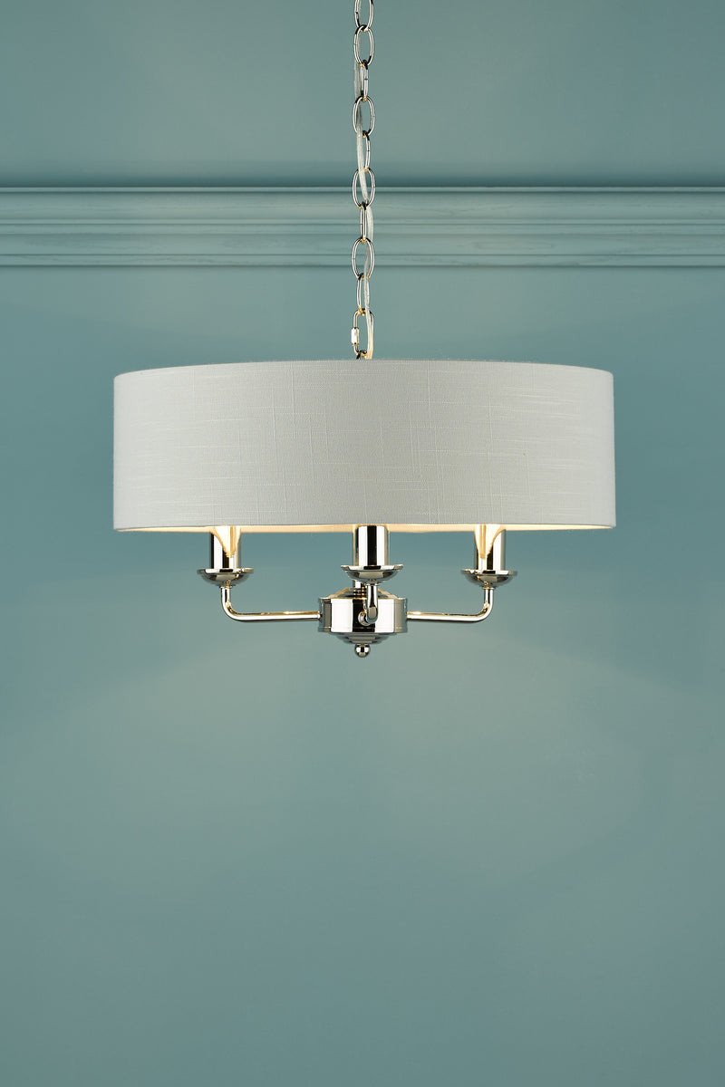Laura Ashley Sorrento 3lt Pendant Polished Nickel With Silver Shade • LA3718272-Q