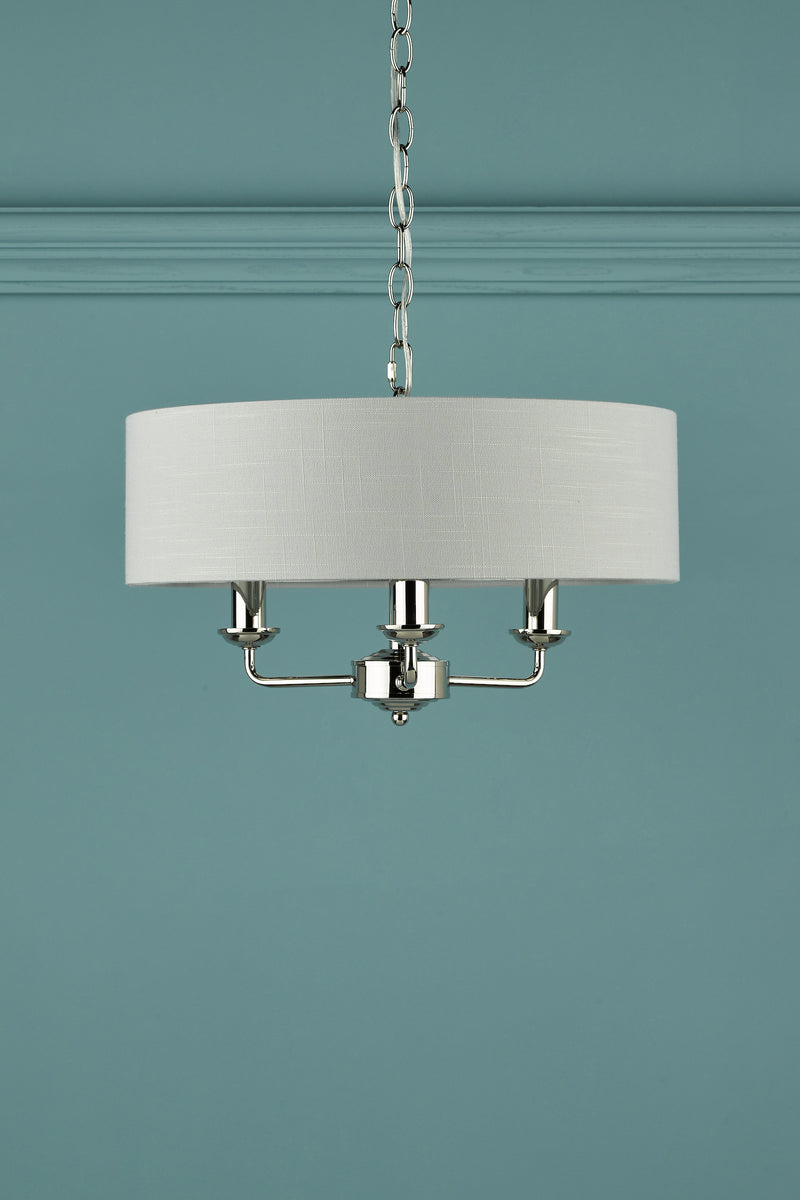 Laura Ashley Sorrento 3lt Pendant Polished Nickel With Silver Shade • LA3718272-Q