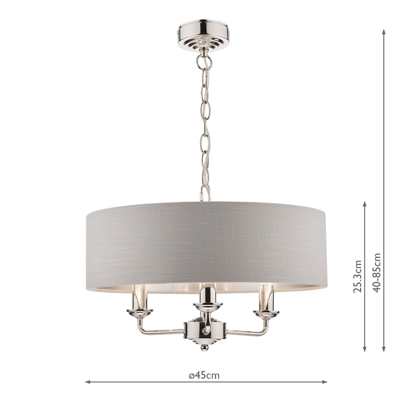Laura Ashley Sorrento 3lt Pendant Polished Nickel With Silver Shade • LA3718272-Q