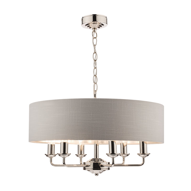 Laura Ashley Sorrento 6lt Pendant Polished Nickel With Silver Shade • LA3718274-Q