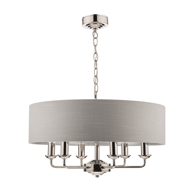 Laura Ashley Sorrento 6lt Pendant Polished Nickel With Silver Shade • LA3718274-Q