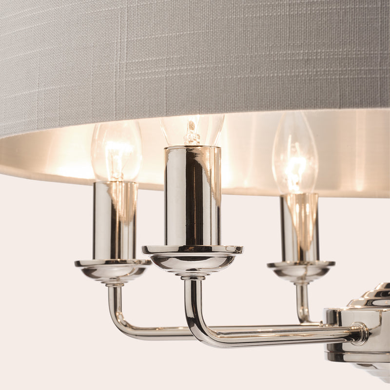 Laura Ashley Sorrento 6lt Pendant Polished Nickel With Silver Shade • LA3718274-Q