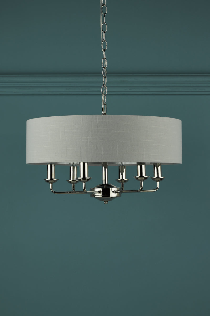 Laura Ashley Sorrento 6lt Pendant Polished Nickel With Silver Shade • LA3718274-Q