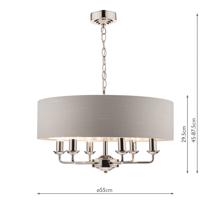 Laura Ashley Sorrento 6lt Pendant Polished Nickel With Silver Shade • LA3718274-Q