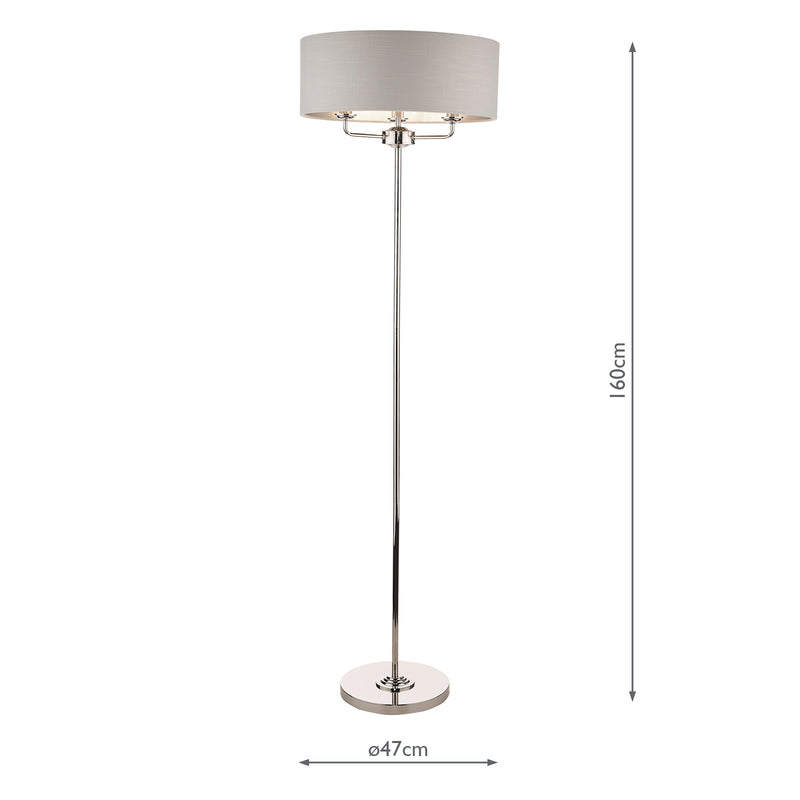 Laura Ashley Sorrento 3 Light Floor Lamp Polished Nickel With Silver Shade • LA3718280-Q