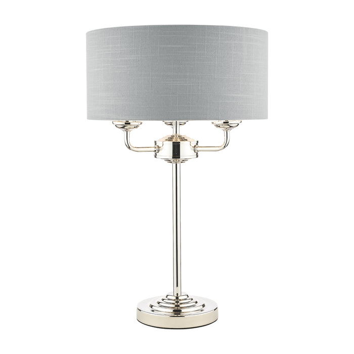 Laura Ashley Sorrento 3lt Table Lamp Polished Nickel With Silver Shade • LA3718286-Q