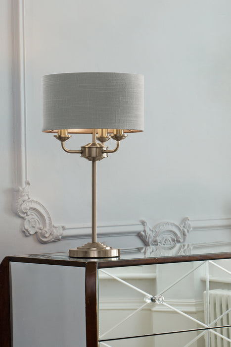 Laura Ashley Sorrento 3lt Table Lamp Polished Nickel With Silver Shade • LA3718286-Q