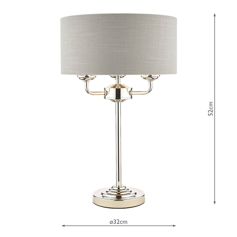 Laura Ashley Sorrento 3lt Table Lamp Polished Nickel With Silver Shade • LA3718286-Q