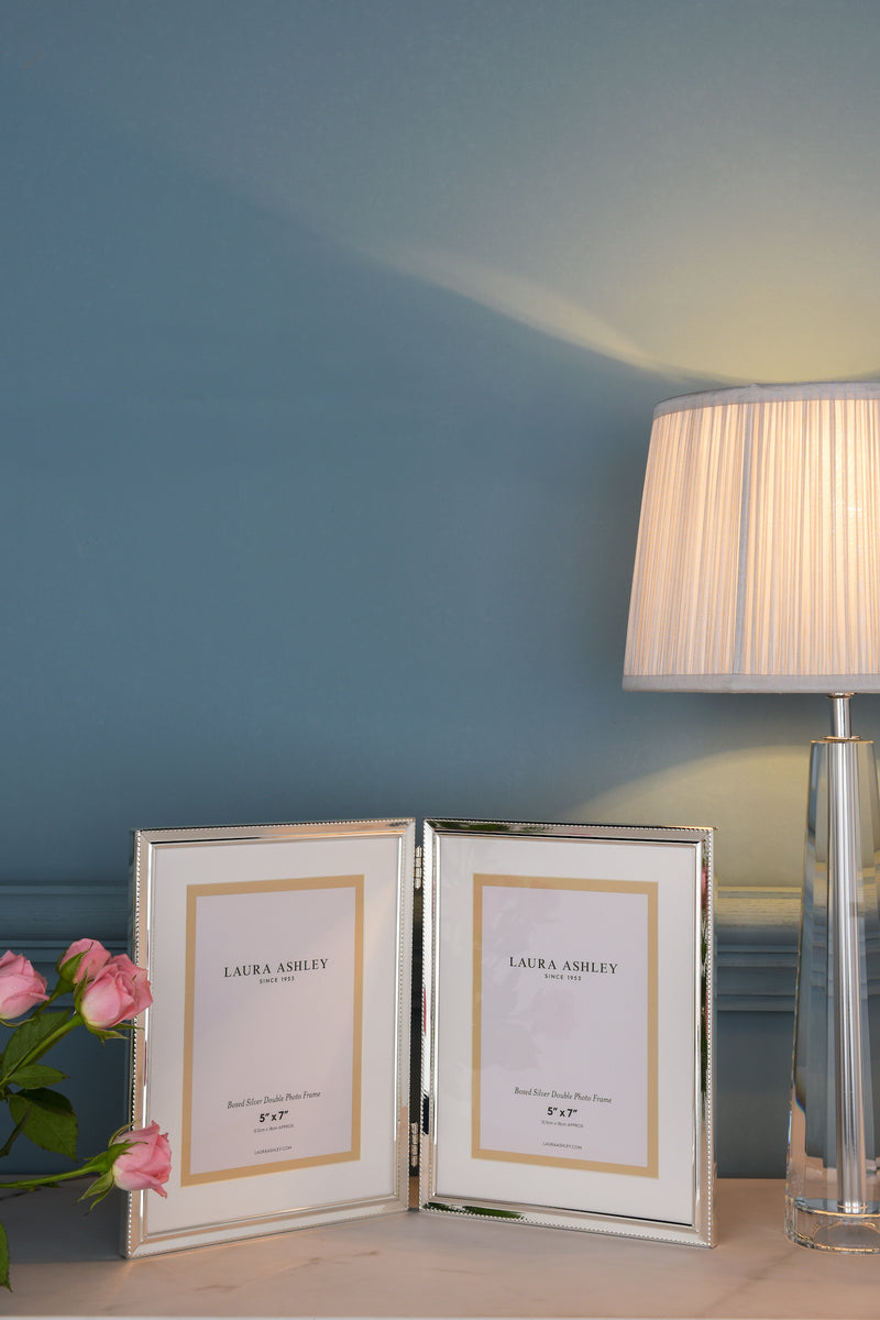 Laura Ashley Boxed 2 Aperture Photo Frame Polished Silver 5x7" • LA3724609-Q