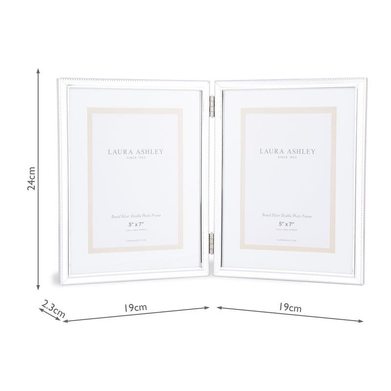 Laura Ashley Boxed 2 Aperture Photo Frame Polished Silver 5x7" • LA3724609-Q